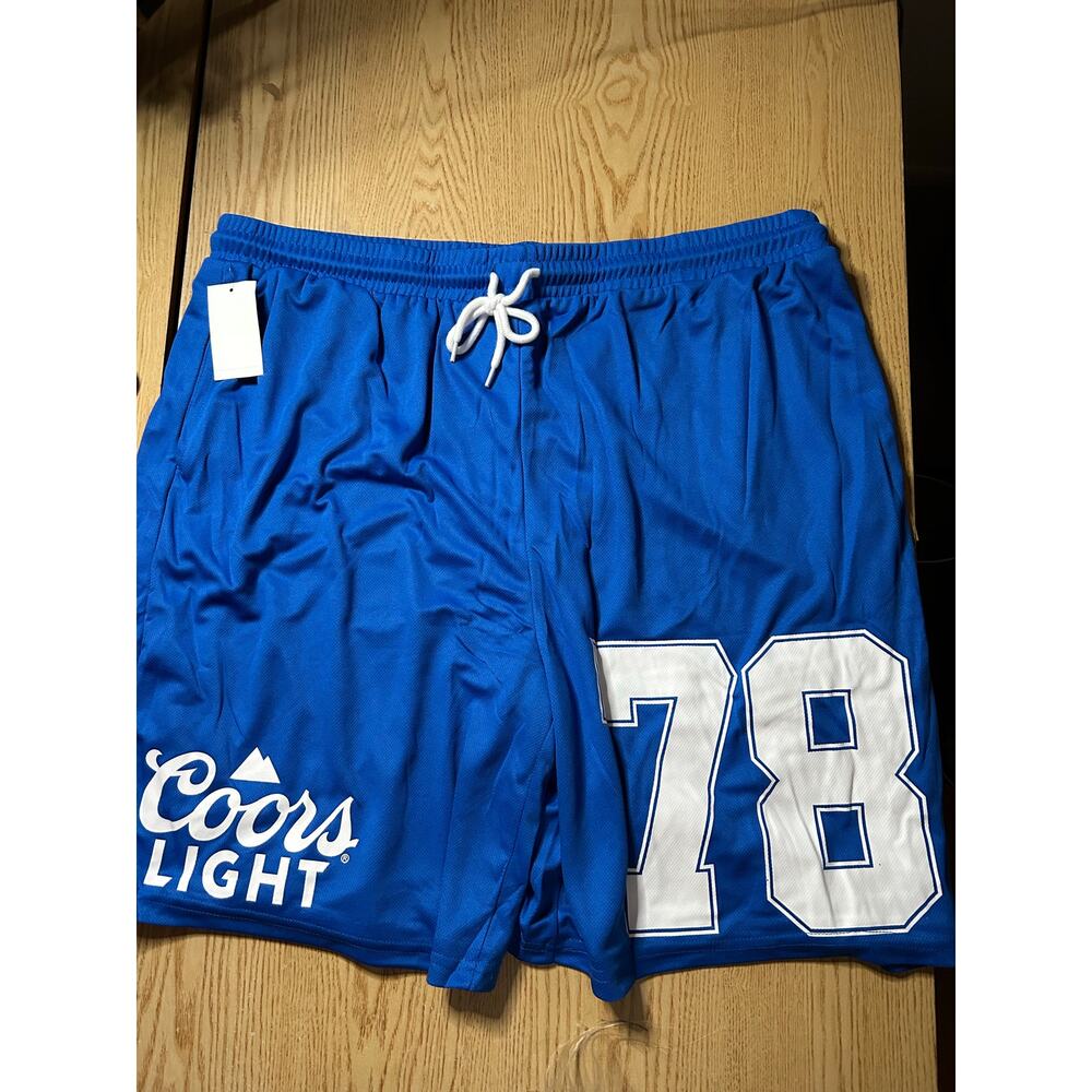 New Mens Coors Light Athletic Shorts Elastic Waistband Stretchy Blue size 3XL